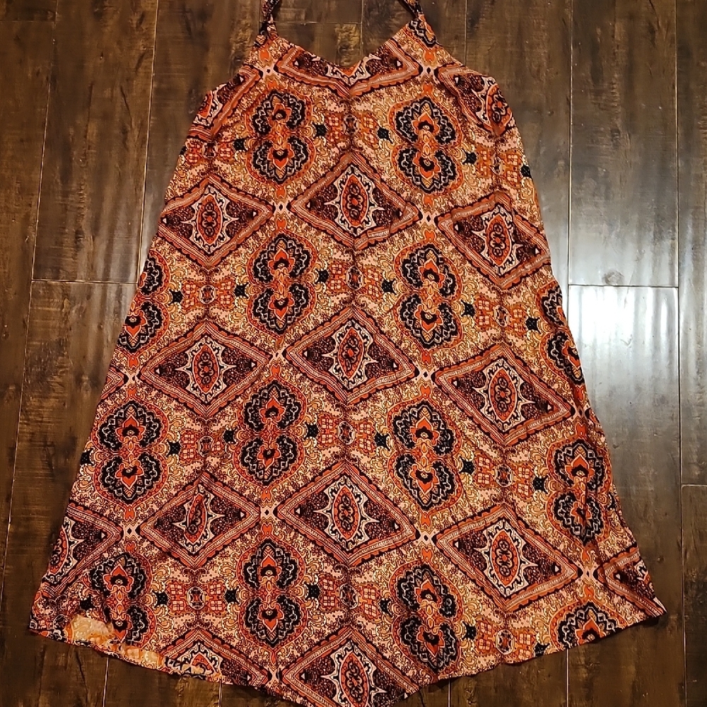 Ellos Orange Red Maxi Dress Casual A-line